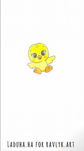 🐤 ✏️ Little Yellow Bird Drawing 💛 Easy Animal Art 🌼🎨 #shorts #drawing #RavlykArt