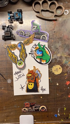 1.6K views · 84 reactions | Happy new year! #stickers #slaps #decals #hotrod #monsters #flyingeyeball #pinstriping #oldschool #create #original #hix #garage #art | Hix Garage | Facebook
