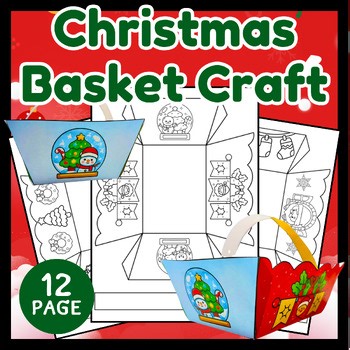 Christmas Basket Craft Printable Template Activity for Kids Winter
