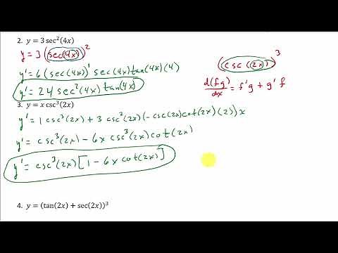 Derivative Tan, Sec, Cot, Csc Functions