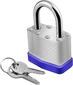 Keyed Padlocks Blue Hardened Steel Padlock,Lock Set with 2 Keys,40mm Padlock for Cabinet,Gym,Gates,Sheds,Fences