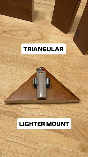 Triangular Lighter Mount from the corner of my kitchen table. Still working on v2. Applying a felt backing to protect your wall or surface. The finish on the wood is turning out beautifully. New jigsaw and “fine cut” blades Lighter Mount is coming soon @lightermount | Justinbradferd