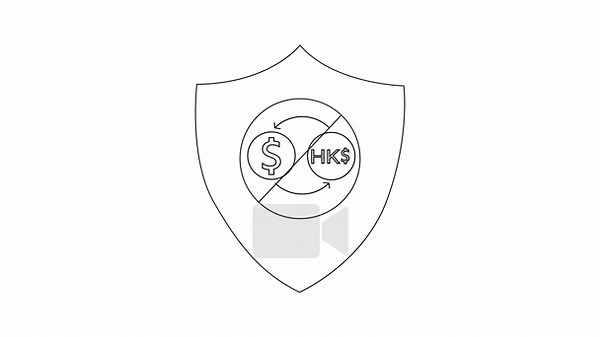 Currency exchange protection shield icon animation concept. Dollar and Hong Kong dollar currency exchange. Financial security and protection Stock Video Footage - Alamy