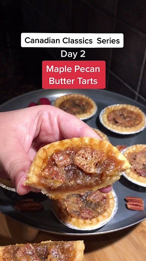 Maple Pecan Butter Tarts! 🇨🇦 Day 2 of Canadian Classics #canadianfoods #buttertarts #tiktokcanadacreates #easybakingrecipes