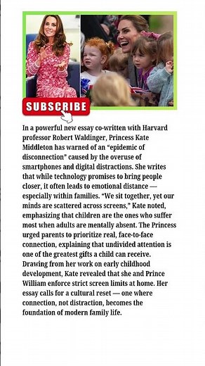 ‘Epidemic of Disconnection’: Kate Middleton’s Urgent Message to Parents Everywhere