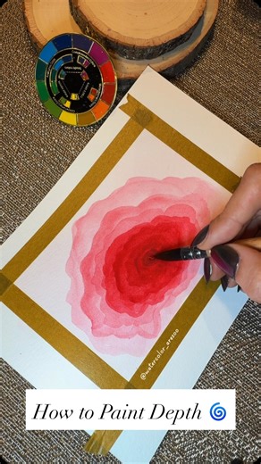 Arezoo Avnidin | Watercolor on Instagram: "The Power of ONE Color (Monochromatic Study) 🎨 @watercolor_arezoo I used only a single tube of red paint to create this entire piece. 🤯 This is called a Tonal Value Study, and it is the absolute best exercise to master Water Control. 👇 How it works: The “light” doesn’t come from white paint—it comes from the water! 💧 Outer Layers: Lots of water, very little pigment (Tea consistency). 🩸 Center: Very little water, lots of pigment (Cream/Butter consis