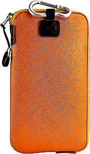 OneJoy Neoprene Phone Pouch, Lightweight Protective Cellphone Sleeve with Large Zipper Opening, Inner Pocket, Thermal Insulated, Durable Cell Phone Carrier for iPhone & Smartphones [ Orange ]