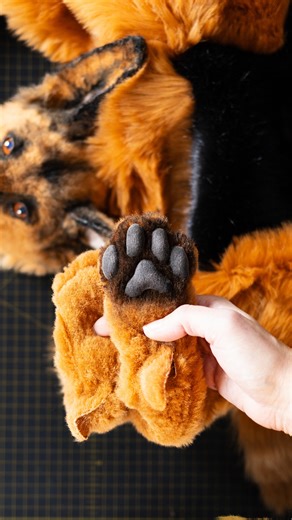 Realistic Plush Dogs | Teddy Bear Maker on Instagram: "The hardest part to get right: GSD paws. 🐾 #germanshepherd #dog #textilesculpture #gsdlove #artistprocess"
