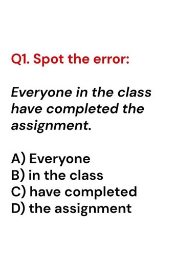 Spot the Grammar Mistake — Quick Quiz #EnglishGrammar