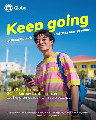 Need load? Keep going with Globe. 💙 Stay connected during emergencies or continue to go for it in your everyday moments with Globe Loans and GCash Borrow Load. You can borrow promos for calls, texts, or data right now and pay on your next top up. It’s quick, easy, and automatically gets paid the next time you reload. Borrow now via GlobeOne and GCash. #GoForwardTogetherTerms and conditions apply.