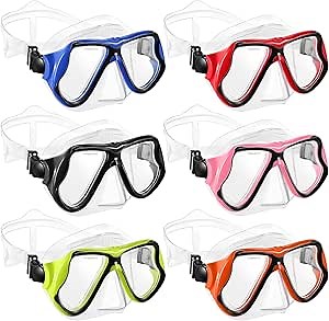 Kingdder 6 Pcs Adult Swimming Goggles with Nose Cover for Women Men Swim Mask Pool Goggles Tempered Glass Anti Fog Snorkel Dive Mask Glasses Snorkeling Gear for Adult Youth 6 Colors