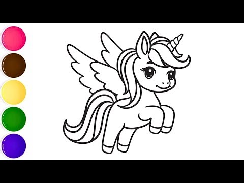 How to Draw a Cute Unicorn Easy Step by Step | Unicorn Drawing and Rainbow Colouring for kids