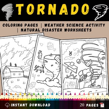 Tornado Coloring Pages | Weather Science Activity | Natural Disaster Worksheets