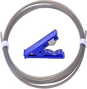 10FT PTFE Teflon Bowden Tube with Cutter, 2.5mm ID × 4mm OD for 3D Printers – Fits Bambu Lab A1/A1 mini/P1P/P1S/X1C, Creality K1/K1 Max, Ender 3 V3, Prusa MMU3 (Gray)