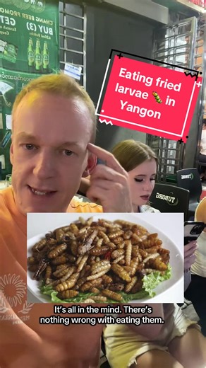 My British and Romanian friends try fried larvae for the first time. There’s a stigma against eating insects in Europe, but it’s time to change that. #thankyoumyanmar #kopete #myanmar #tiktokmyanmar
