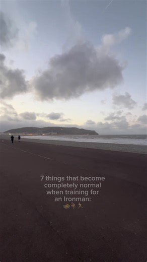 7 things that become completely normal when training for an Ironman 🏃🚴🏊‍♂️ 1. ⏰Setting alarms that feel illegal. 6am swims like it's a personality trait. 2. 🍽️Eating like a competitive sport. Second breakfast. Third lunch. Gels everywhere. 3. 🗓️Planning life around training windows.