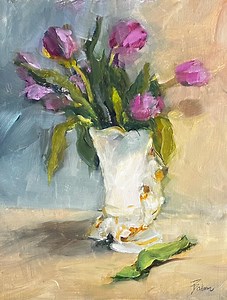 Tulips in Antique Vase - Etsy