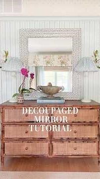 Decoupaged Mirror Tutorial using Pierre Frey napkins! #diy #homerenovation #transformyourhome