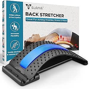 Back Stretcher for Lower Back Pain Relief, 4 Level Adjustable Lumbar Cracker Board, Cracking Device, Spine Decompression, Massager for Disc, Sciatica, Scoliosis, Lower and Upper Back