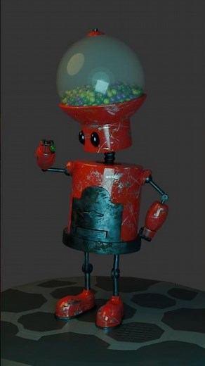 Stylized Gumball Robot 🤖 | Practicing Materials & Texturing | Next Render🎨 #blenderbeginner
