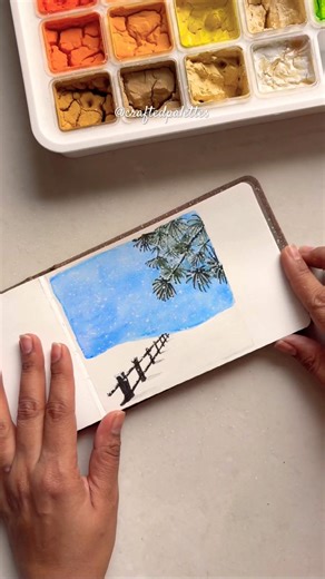 ❄️Easy snowfall painting in 10 minutes | Snowy day painting | Art Journal with me🤍