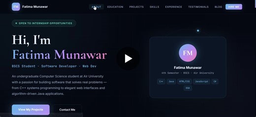 #webdevelopment #html #css #javascript #portfolio #internship #task1 #computerscience #airuniversity #frontenddevelopment #rhombixtechnologies #opentoopportunities | Fatima Munawar