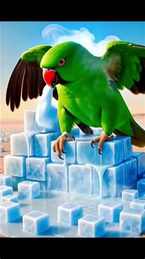 the parrot builds a house of ice,but melts due to heat so mermaid helps parrot 😭#ai #parrot