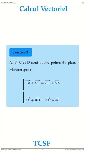 Exercice N2 Cours Le Calcul Vectoriel TCS Maths space2study