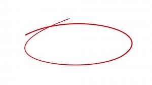 Oval frame brush hand drawing, round selection, red circle brush drawing animation. Brush stroke circle alpha channel