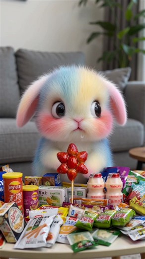 The cute colorful little rabbit ate the fifth episode of the broadcast, and the little rabbit also said that the fans ate first!#cutepet #kidscontent #cuteanimation #littlebunny #funny