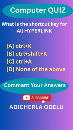 What is the shortcut key for HYPERLINK #computereducation #shortcutkeys #love #education #shorts