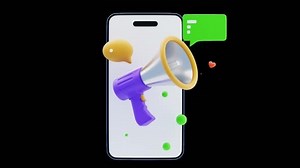 3D Animated Smartphone Megaphone Social Media Communication