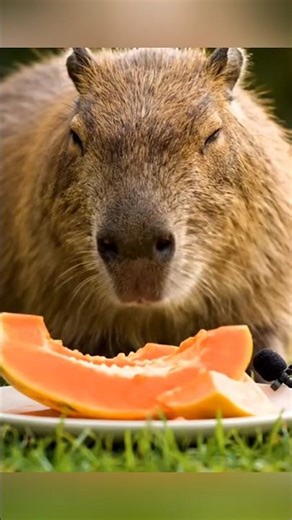 ASMR Capybara 🐹 Eating Juicy Papaya | Relaxing Eating Sounds #asmr