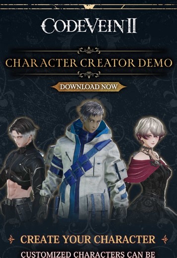 Thousands of styles. Endless possibilities. Recognise any of these looks? Create your own Revenant Hunter and explore the MagMell Institute in the free #CODEVEIN II Character Creator demo, available now on Steam, Xbox Series X|S, and PlayStation 5. Save data transfers to the full game. Pre-order: https://bnent.eu/Preorder-CodeVein2