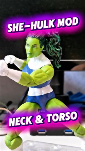 She-Hulk Neck and Torso mod Marvel Legends Hasbro Pulse Retro Action Figure Fix Custom