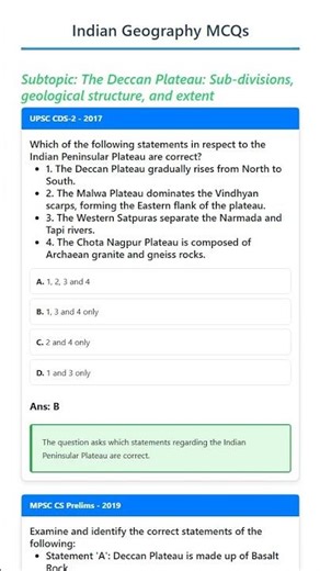 The Deccan Plateau: Sub-divisions, geological structure, and extent