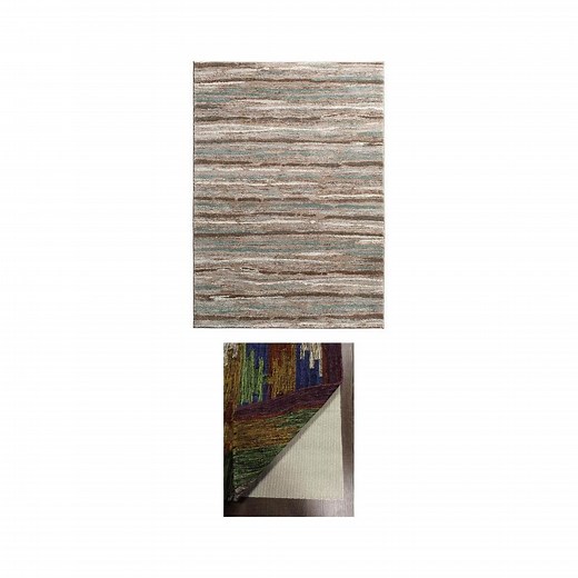 Shoreline Multi 8 ft. x 10 ft. Striped Area Rug and Deluxe 8 ft. x 10 ft. Rug Gripper Pad Combo - The Home Depot