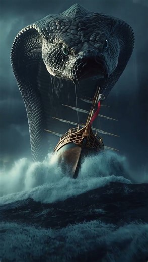 Giant Sea Snake Blocks Merchant Ship in Deadly Storm – Ultra Realistic Scene #merchantships