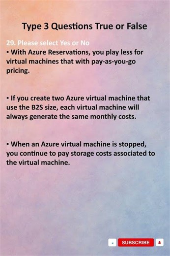 Microsoft Azure Fundamentals AZ - 900 Q 29 Type 3 \u00100 Exam PASS