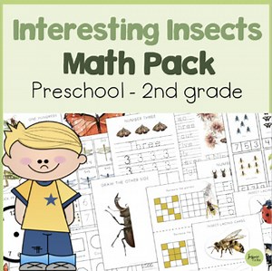 Interesting Insects Math Pack, Prek-2nd, Spring Math Unit, Bugs, Science