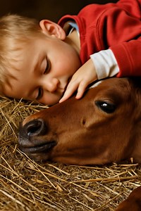 810K views · 41K reactions | ✨ When Foals and Kids Dream Together  There’s something magical about the bond between children and foals. Both are full of curiosity, energy, and play—but also need their naps! #FoalFriday #HorseLovers #EquestrianLife #FarmLife #AnimalBond #FoalLove #HorsesOfInstagram #PeacefulMoments #KidsAndAnimals #HorseCommunity #BarnLife #NapTimeVibes #CountryLiving #CutenessOverload #InnocenceInNature | Horse Grapevine | Facebook