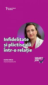 2.2K views · 42 reactions | Despre #infidelitate și plictiseală într-o relație | #SmartJob cu Elena Iorga, psihoterapeută. ☑ Găsești podcastul SmartJob pe YouTube, Spotify, Apple Podcast și pe celelalte platforme de podcast. | Europa Liberă România | Facebook