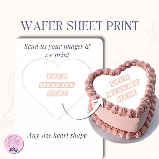 Custom Wafer Paper Print | Burn Away Cake | Custom Message | Burnaway Type of Paper | Topper Decoration Heart and Round Shape - Etsy