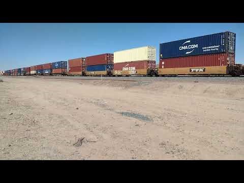 Monster EB BNSF Port Stack Train At Daggett CA! #bigbossrailfanner