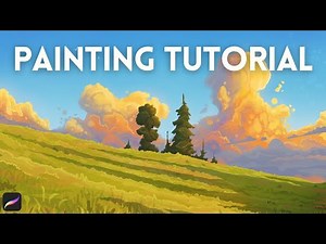 Simple Environment Painting in Procreate - Tree Sunset Clouds FULL TUTORIAL
