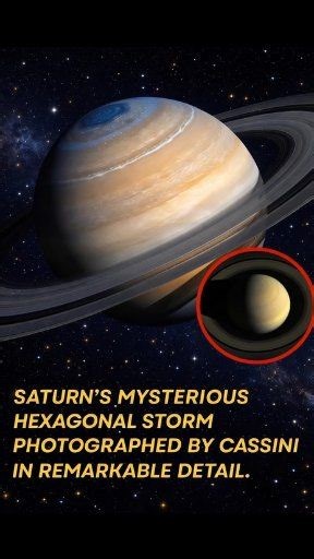 👉High above Saturn’s churning cloud tops lies one of the strangest features in the solar system. Images from NASA’s Cassini spacecraft revealed a storm unlike any other—a perfectly shaped six-sided vortex slowly rotating around the planet’s north pole. Its symmetry looks almost intentional, as if a geometric design has been carved into the atmosphere, sparking both scientific curiosity and quiet amazement. This giant hexagon spans thousands of kilometres, large enough to swallow Earth many time