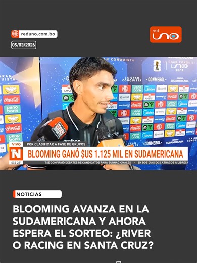 #Deportes | Blooming goleó a San Antonio de Bulo Bulo y selló su clasificación a la fase de grupos de la Copa Sudamericana. Con la victoria, el equipo celeste aseguró más de un millón de dólares en premios, un impulso económico clave para el club. Ahora, Blooming espera el sorteo del 19 de marzo, donde podría enfrentarse a gigantes como River Plate o Racing Club, rivales que además podrían generar gran recaudación cuando visiten Santa Cruz. ▶️ Más información en: www.reduno.com.bo #RedUno #RedUn