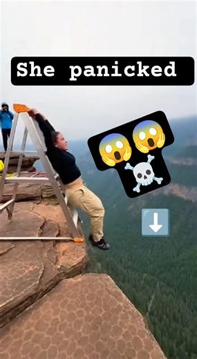 Frozen in Fear on a Ladder (180 ft free fall No Safety) #shorts #viral #trending #cliffjump