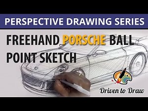 FREEHAND-SKETCHING-PORSCHE-BALL-POINT-IN-PERSPECTIVE