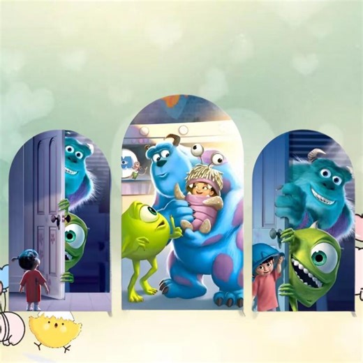 Monsters Inc. Arch Backdrop Cover, Double Sided Birthday Party Decor - Etsy